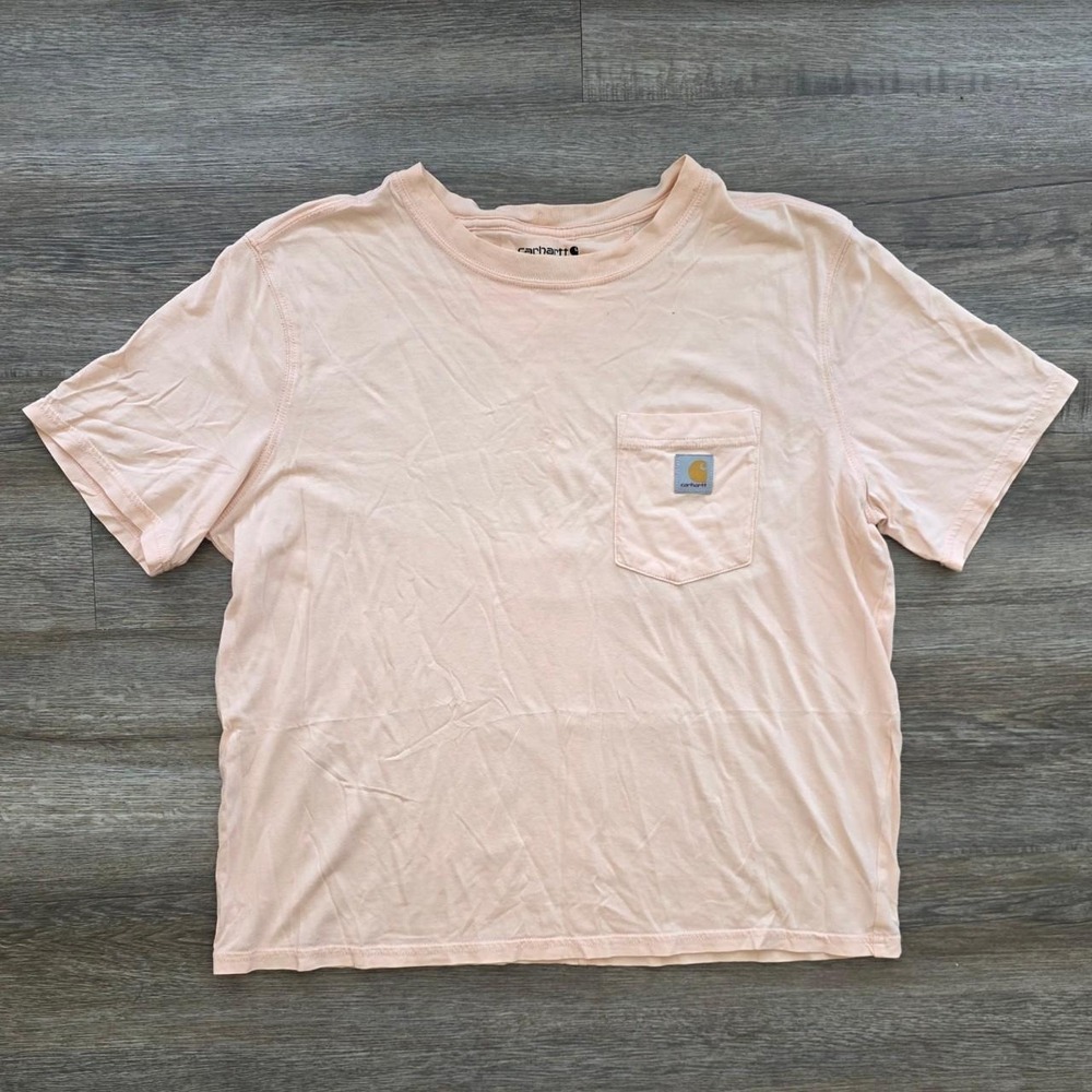 Carhartt Womens Light Pink Pocket Tee Heavyweight Loose Fit T-Shirt Medium